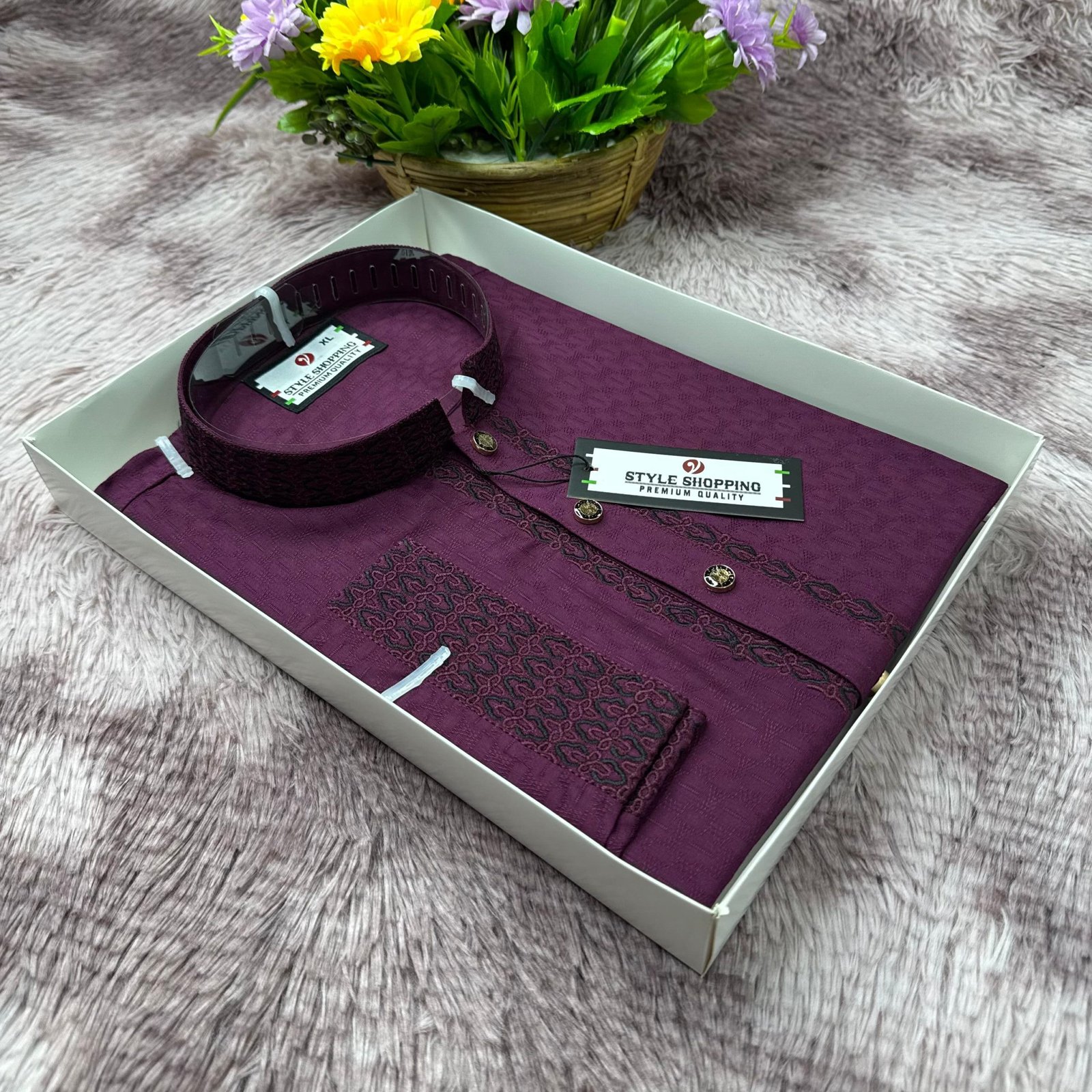 প্রিমিয়াম পাঞ্জাবি - ডিপ মেজেন্টা